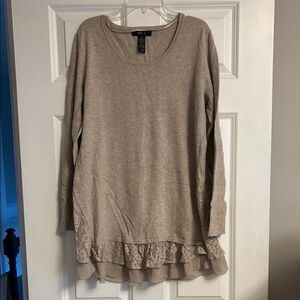 Style & Co. Tan Ruffled Tunic with Relaxed Fit